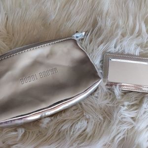 SOLD - Bobbi Brown Silver Makeup Bag + Mirror